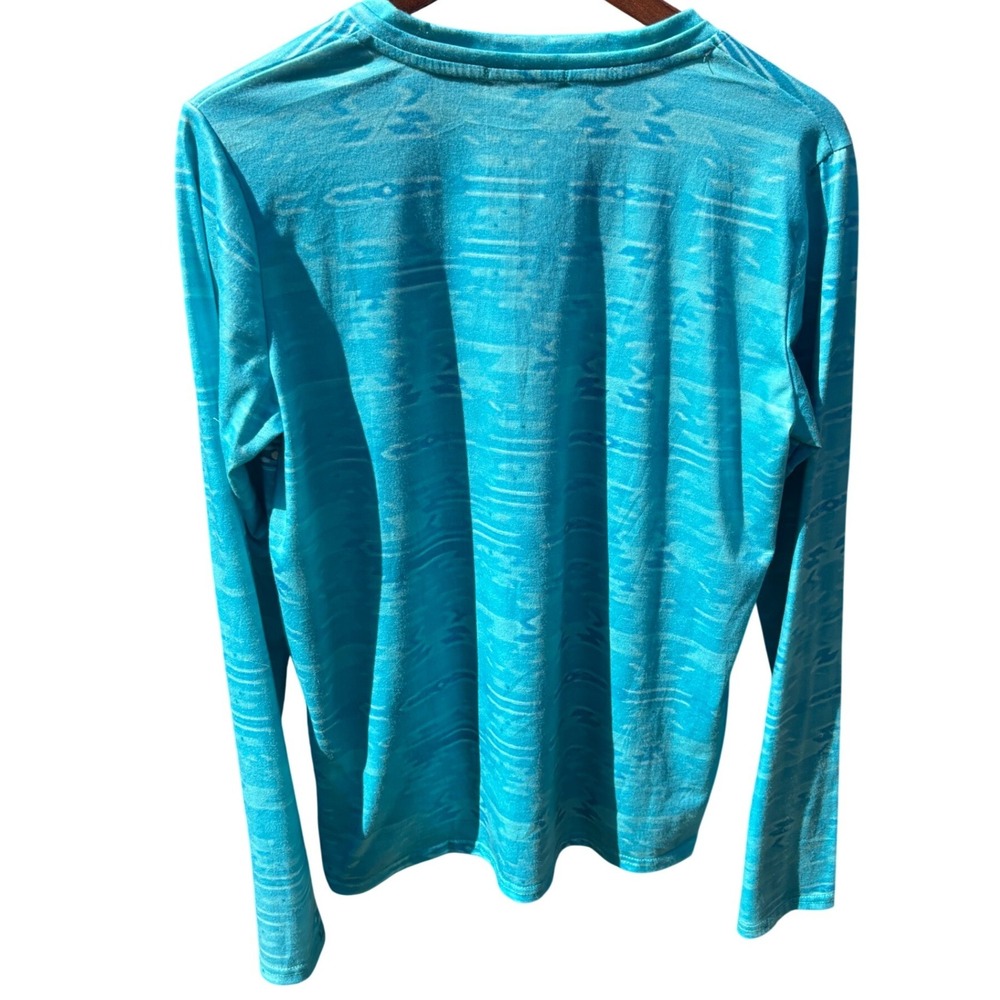 Cowgirl Studios Long Sleeve Top Women S Turquoise Southwestern Graphic - Picture 2 of 12